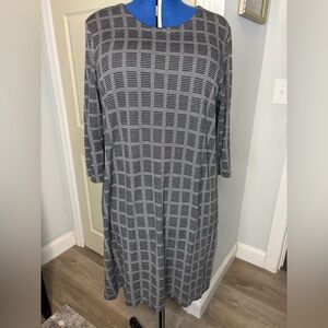 J. Jill Black and Gray Patterned  Women Long Sleeve Dress size Xl K